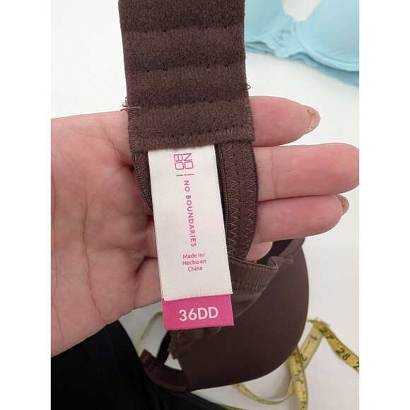 No Boundaries Padded T-Shirt Bra Bundle of 2 Blue Brown Underwire 36DD - Picture 2 of 6